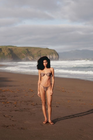 Culotte bikini brésilienne brillante - Marron clair