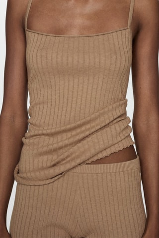 T-shirt maille bretelles - Beige