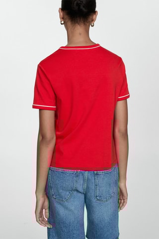 T-shirt 100 % coton liserés contrastants - Rouge