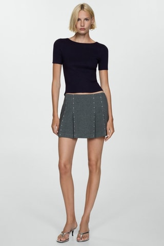 T-shirt maille fine manches courtes - Bleu marine