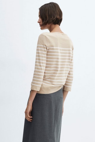 T-shirt rayures col bateau - Sable