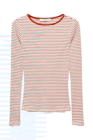 T-shirt à rayures côtelé - Rouge et blanc