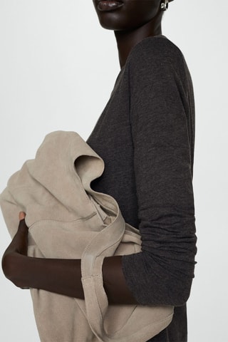 T-shirt col bateau manches longues - Gris