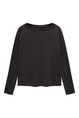 T-shirt col bateau manches longues - Gris