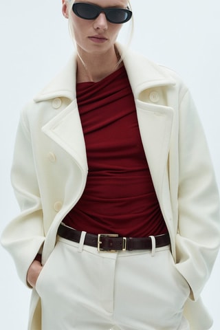 T-shirt asymétrique détails froncés - Bordeaux