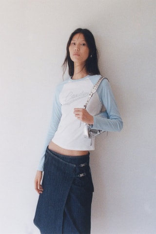 T-shirt manches longues message - Blanc