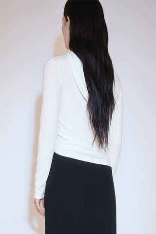 T-shirt manches longues capuche - Blanc cassé