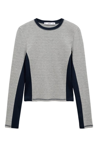 T-shirt coton empiècements contrastants - Gris