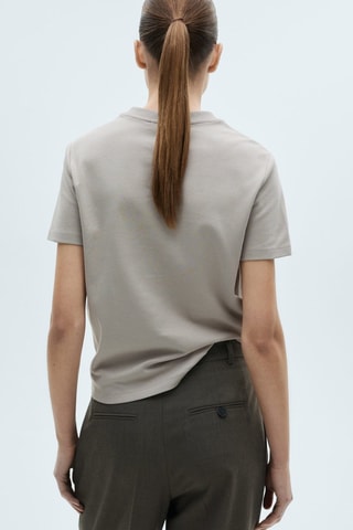 T-shirt coton col en V - Marron