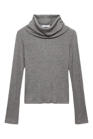 T-shirt côtelé col roulé - Gris