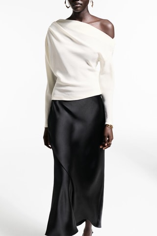 Blouse asymétrique détail froncé - Écru