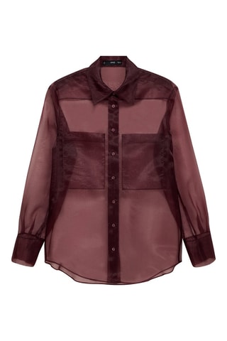 Blusa semitransparente com bolsos - Bordô