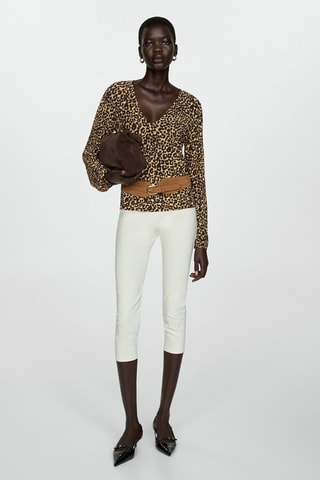 Blouse en imprimé animal - Marron