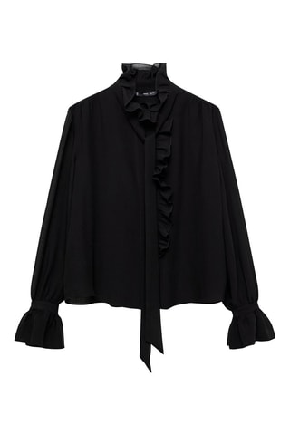 Blouse col montant volant - Noir