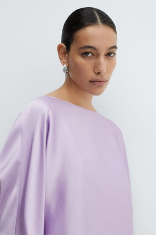 Blouse satinée style cape  - Lilas