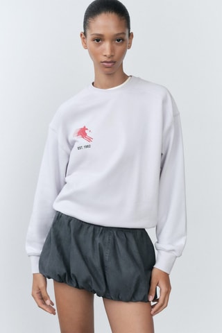 Sweat-shirt coton message imprimé - Gris clair chiné