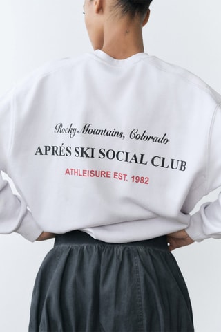 Sweat-shirt coton message imprimé - Gris clair chiné