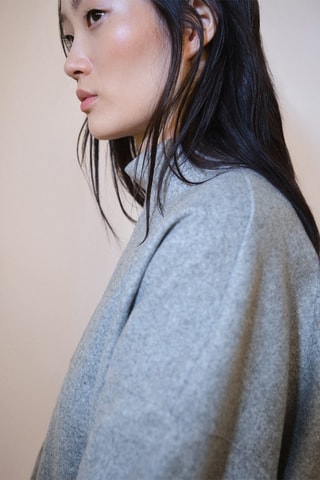 Sweat-shirt tissu éponge col montant - Gris