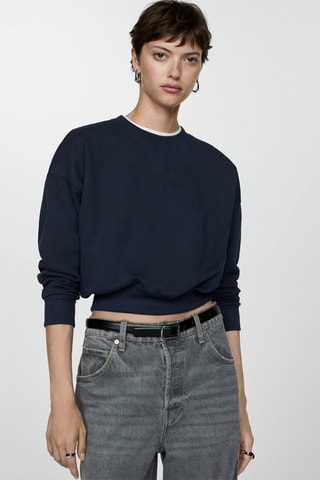 Sweat-shirt coton col rond - Bleu nuit