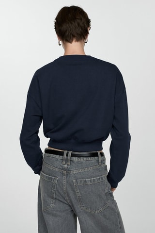 Sweat-shirt coton col rond - Bleu nuit