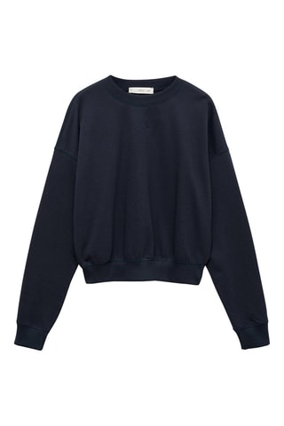 Sweat-shirt coton col rond - Bleu nuit