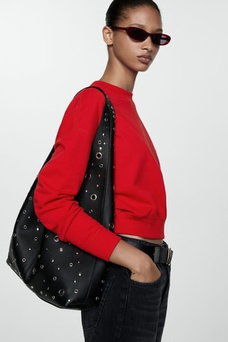 Sweat-shirt coton col rond - Rouge