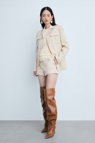 Short coton lin droit - Beige