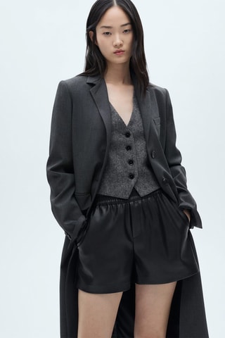 Short similicuir taille élastique - Noir