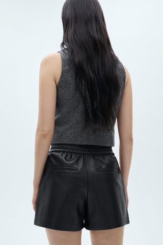 Short similicuir taille élastique - Noir