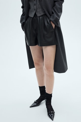 Short similicuir taille élastique - Noir