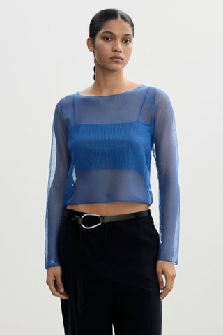 Pull-over semi-transparent top combiné - Bleu électrique