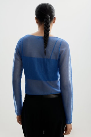 Pull-over semi-transparent top combiné - Bleu électrique