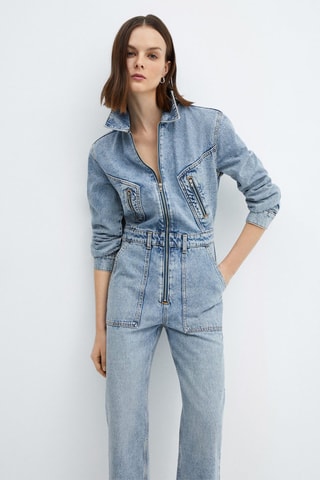 Combinaison jean fermeture éclair - Bleu moyen