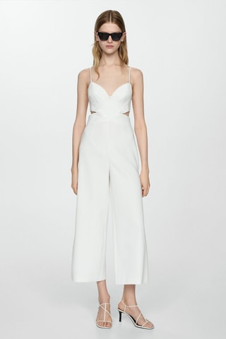 Combinaison bretelles ouvertures latérales - Blanc