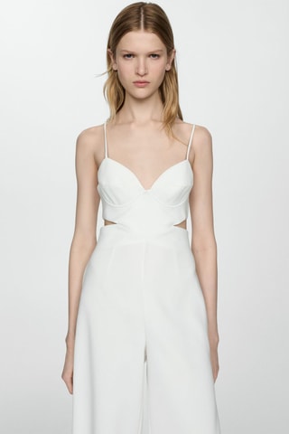 Combinaison bretelles ouvertures latérales - Blanc