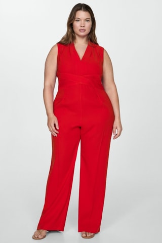 Combi-pantalon détail croisé - Rouge