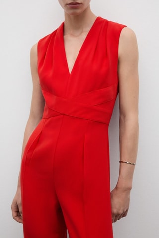 Combi-pantalon détail croisé - Rouge