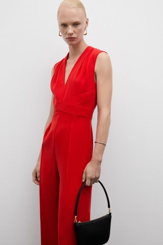 Combi-pantalon détail croisé - Rouge