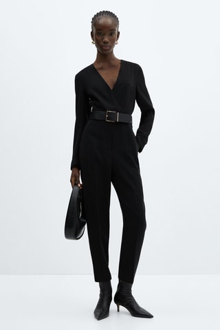 Combinaison cache-cœur ceinture - Noir