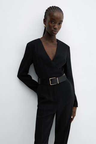 Combinaison cache-cœur ceinture - Noir