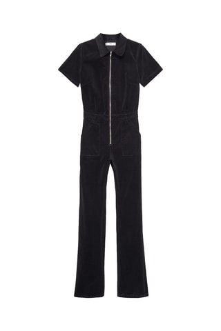 Combinaison velours câtelé fermeture éclair - Noir