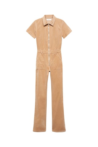 Combinaison velours câtelé fermeture éclair - Marron moyen