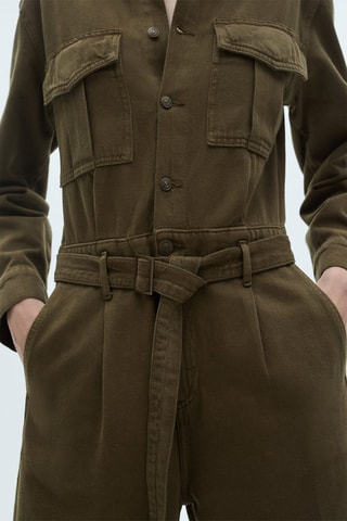 Combinaison denim ceinture - Kaki