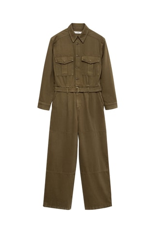 Combinaison denim ceinture - Kaki