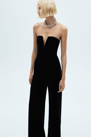 Combinaison bustier velours - Noir