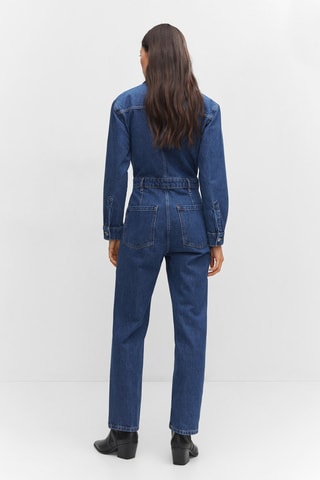 Combinaison en jean revers Bleu