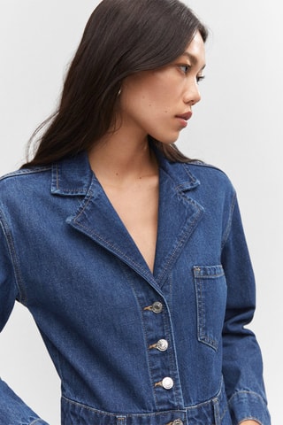 Combinaison en jean revers Bleu