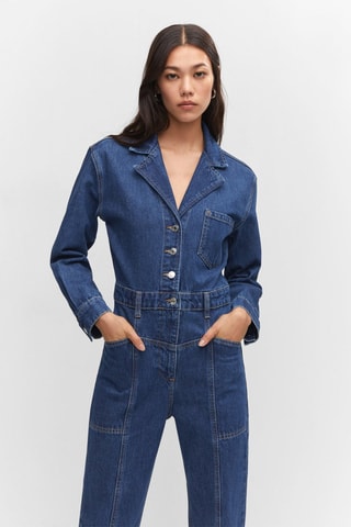 Combinaison en jean revers Bleu