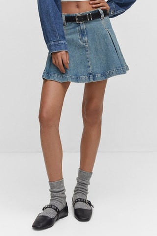 Minijupe en jean pinces Bleu