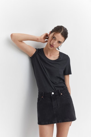 Minijupe en jean taille basse Noir